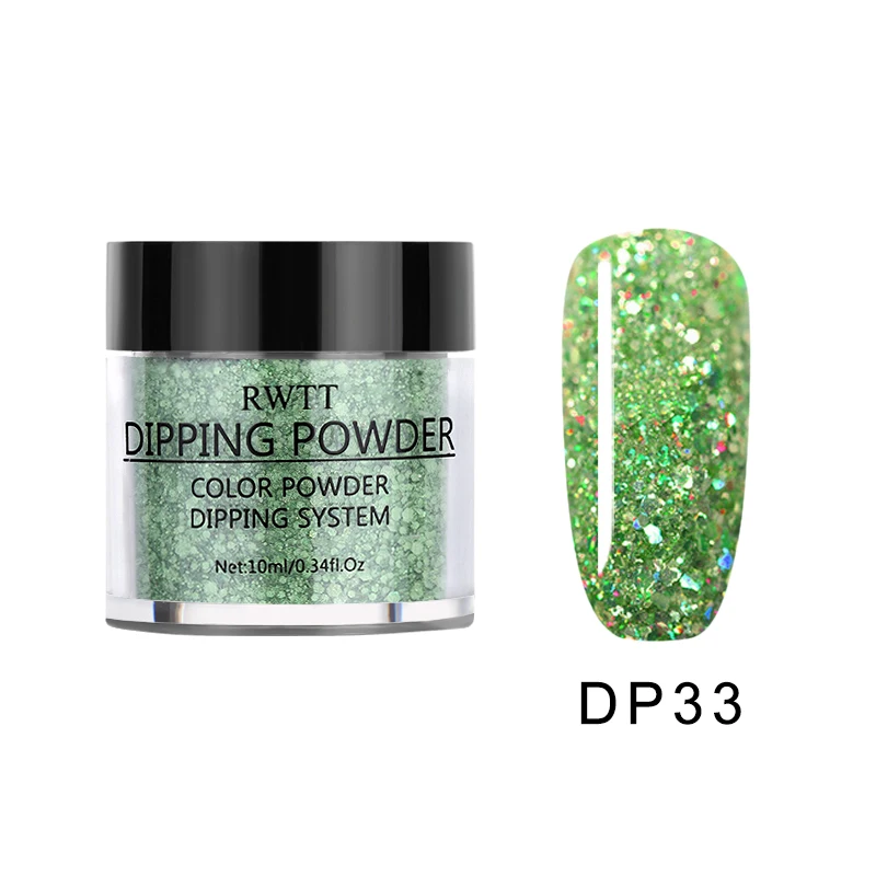 DP33 Dip порошок лак для ногтей градиент французский пигмент хром погружение Порошковая голографическая аксессуары для маникюра блеск - Цвет: DP33