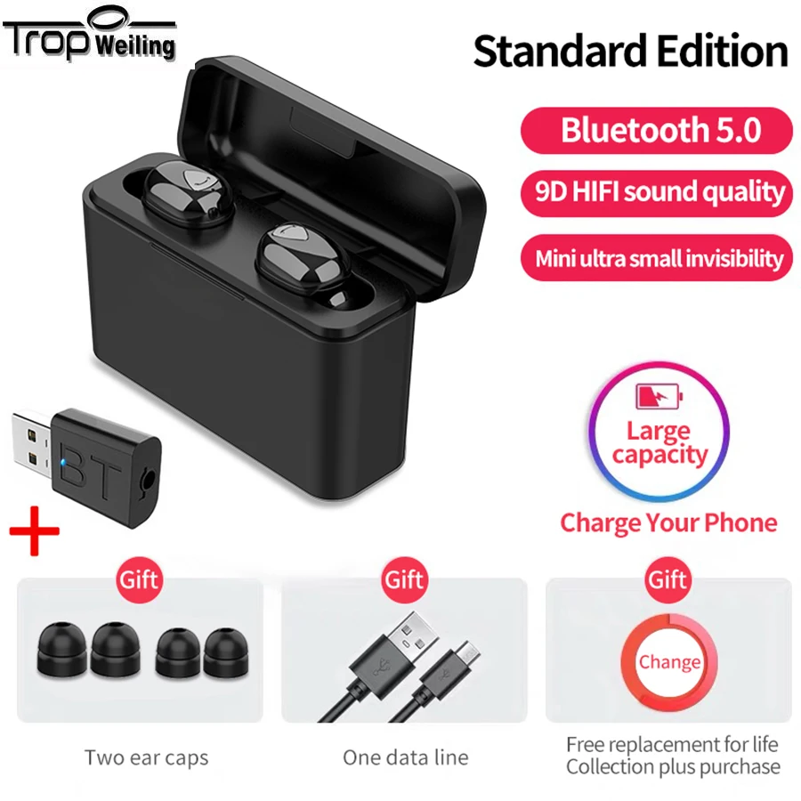 TWS беспроводные наушники Bluetooth 5,0 двойные наушники спортивные гарнитуры с микрофоном для смартфона Xiaomi Аурикулярные Bluetooth наушники - Цвет: DG509-1