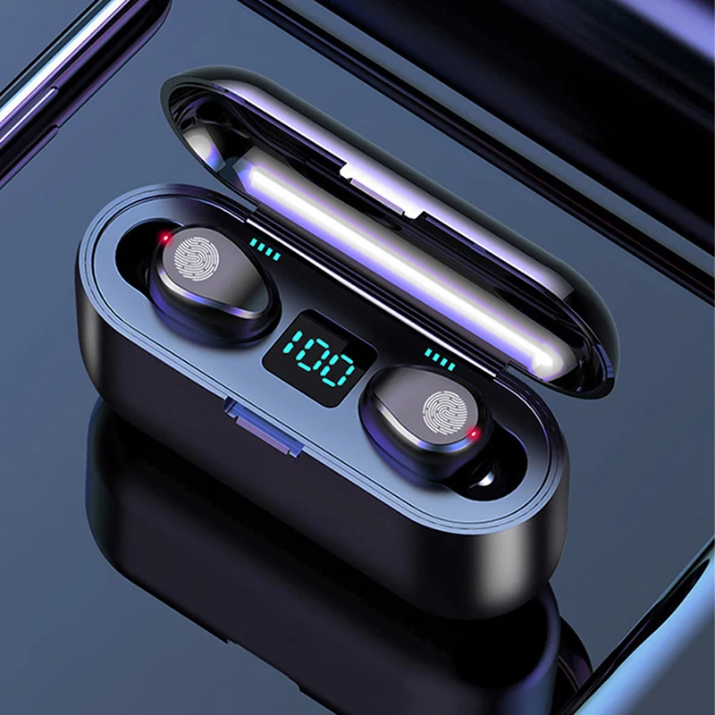 F9 bluetooth-наушники Наушники-вкладыши с дисплеем питания Цифровой дисплей Сенсорные