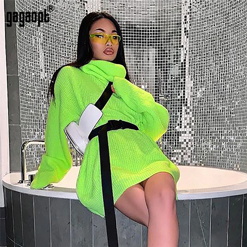 Gagaopt осенне-зимний женский свитер с длинным рукавом, модные женские вязаные топы с рюшами, Повседневные свитера, пуловер