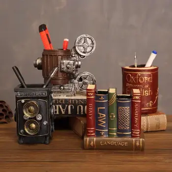 

Sharkbang Vintage Bookends Type Resin Pen Holder Desk Organizer Storage Holder Display Ornament School Stationery Gift