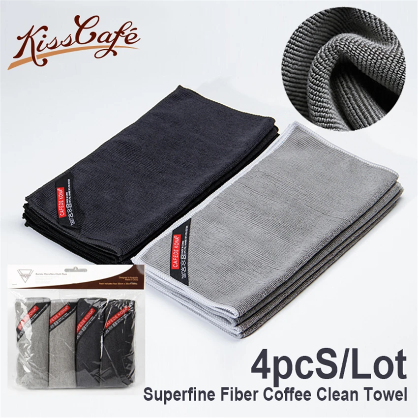 

4pc/lot Superfine Fiber Coffee Clean Towel High Fiber Towels For Cafe Shop Match Special Kitchen Scarf 30X30 Coffee Tools