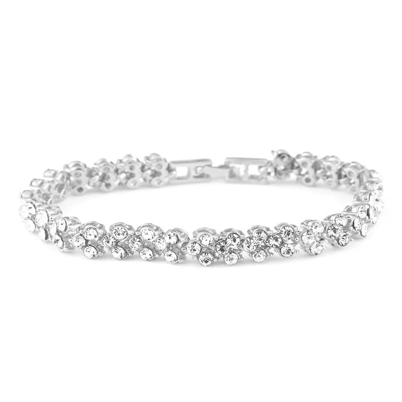 Bracelet de tennis en cristal de luxe pour femme, bouton pression simple, bracelet jonc, bijoux de mariage pour femme, mode à la main