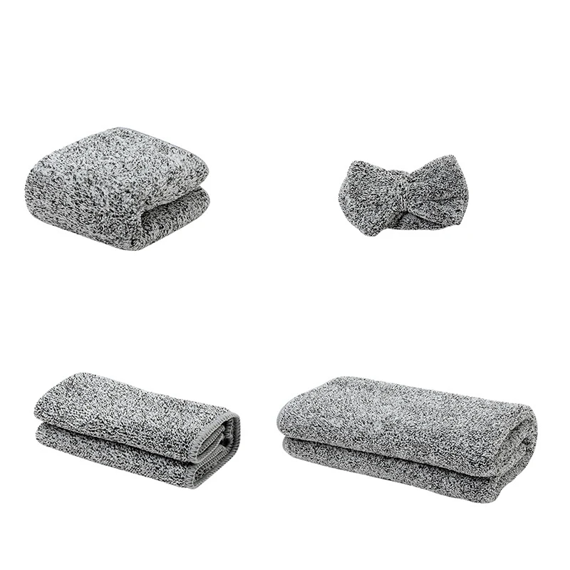 Four-piece Set Набор из четырех предметов, банное полотенце, платок, шапочка для душа, сухая шапочка для волос, сухие полотенца для волос, Мягкий головной убор-чалма, Косметика для макияжа, полотенце для волос s - Цвет: Four-piece Set