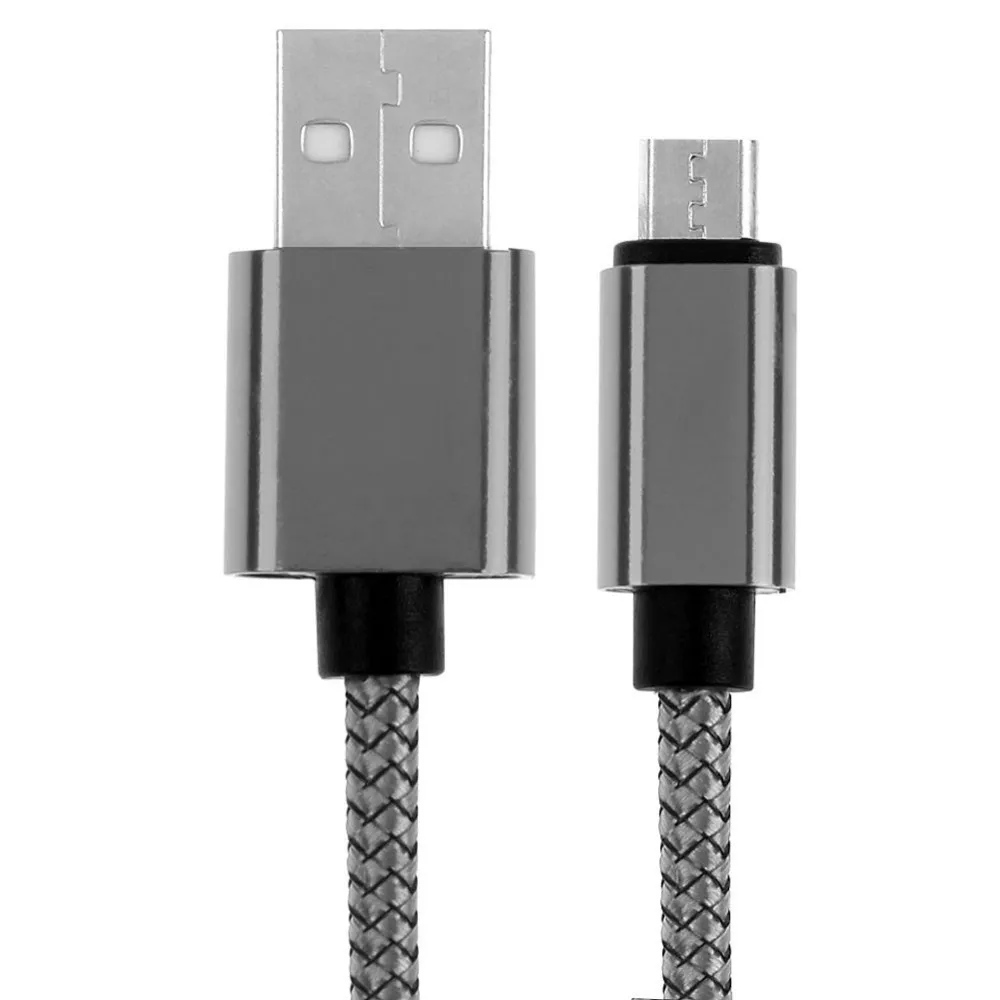 1 м микро Usb кабель в оплетке из алюминия для быстрой зарядки для samsung зарядный провод для huawei для Android мобильного телефона - Цвет: GY