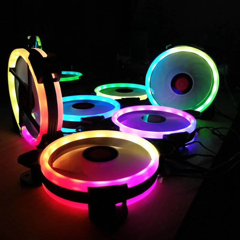 

RGB PC Fan 12V 6 Pin 12cm Cooling Cooler Fan with Controller for Computer Silent Gaming Case NC99