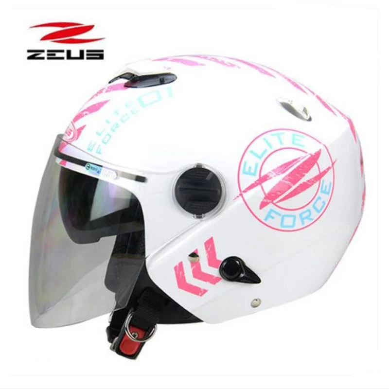Новинка ZEUS двойные линзы мотоциклетный шлем ZS-202FB ABS Половина лица 3/4 защитные мотоциклетные шлемы внутренние солнцезащитные очки с PC козырьком - Цвет: Розовый