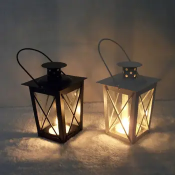 

Black/White Romantic Romantic Candle Holder Retro Hanging Lantern Lamp Decor For Dinner Home X4YD