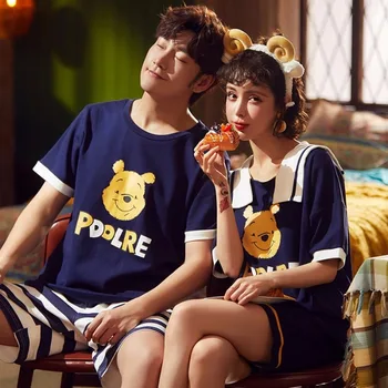 

Summer Pyjamas Cotton Couple Pajamas Sets Women Shorts Sleepwear Pajama Pijamas Mujer Lover Pyjamas Men Casual Homewear Clothing