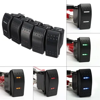 

12v 24v LED Marine Boat Rocker Switches 7 Pins DPDT ON-OFF-ON 2 Lights Switch RV Boat Universal