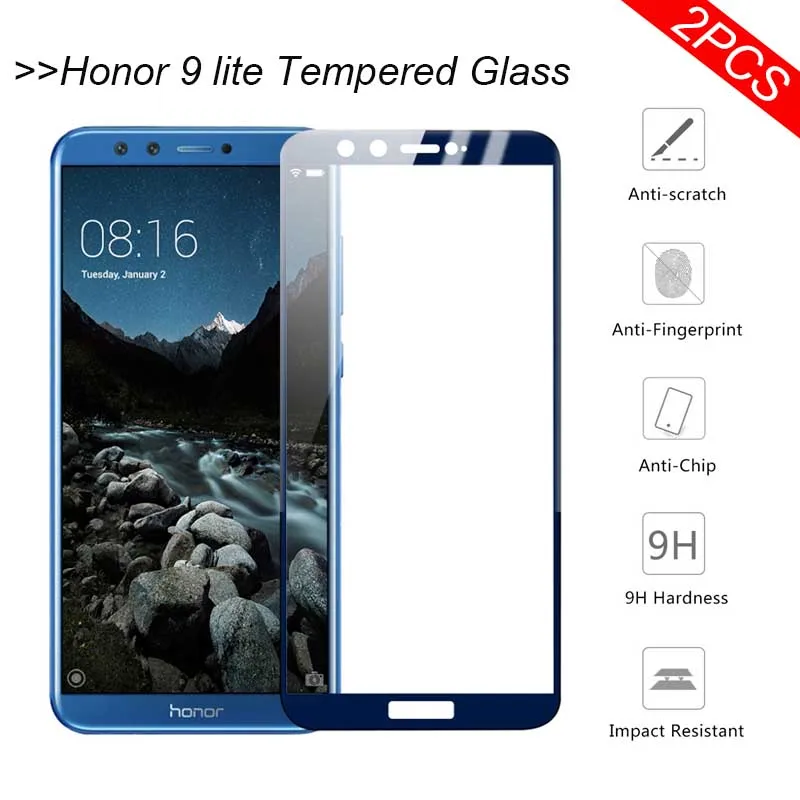 

2Pcs/lots Tempered Glass on for honor 9 lite full Protective Glass for Huawei honor 9 lite Safety Screen protector 9lite 9 light