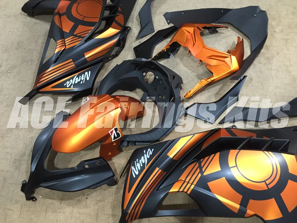 ABS обтекатель комплект для Kawasaki Ninja300 EX300 300R 2013, 13, 14, 15, 16, 17, Обтекатели orange черный матовый