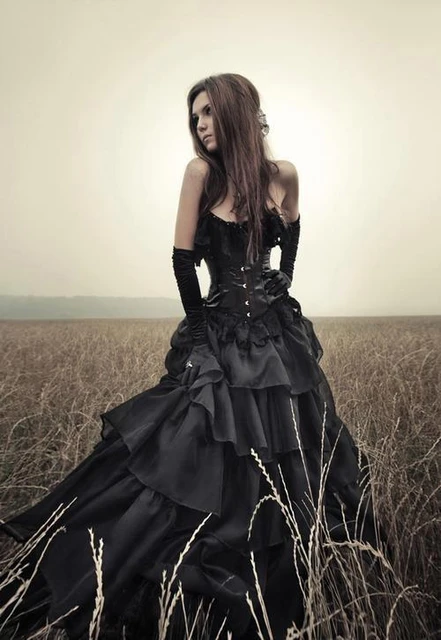 corset black wedding dresses