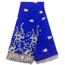 Синий шелк индийский ущелье ткань с блестками вышивка Африканский ущелье кружева ткани для свадьбы черные женские 5yrd высокое качество