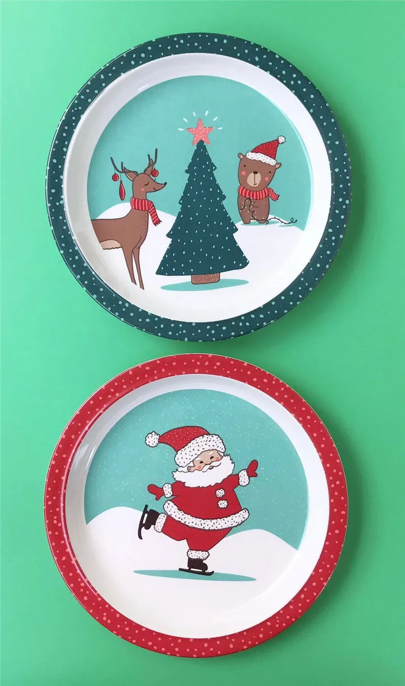 JINSERTA Merry Christmas детская миска тарелка блюдо мультфильм дети анти-падение меламиновая посуда Десерт Фрукты закуски декоративный поддон