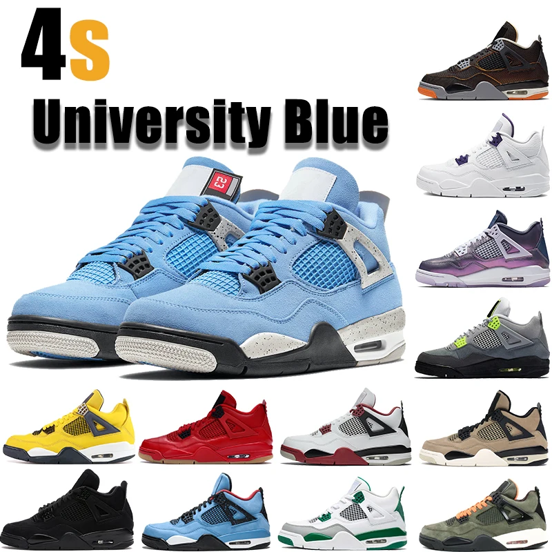 Мужская обувь для баскетбола University Blue Paris 4 4s IV спортивные кроссовки с неоновыми
