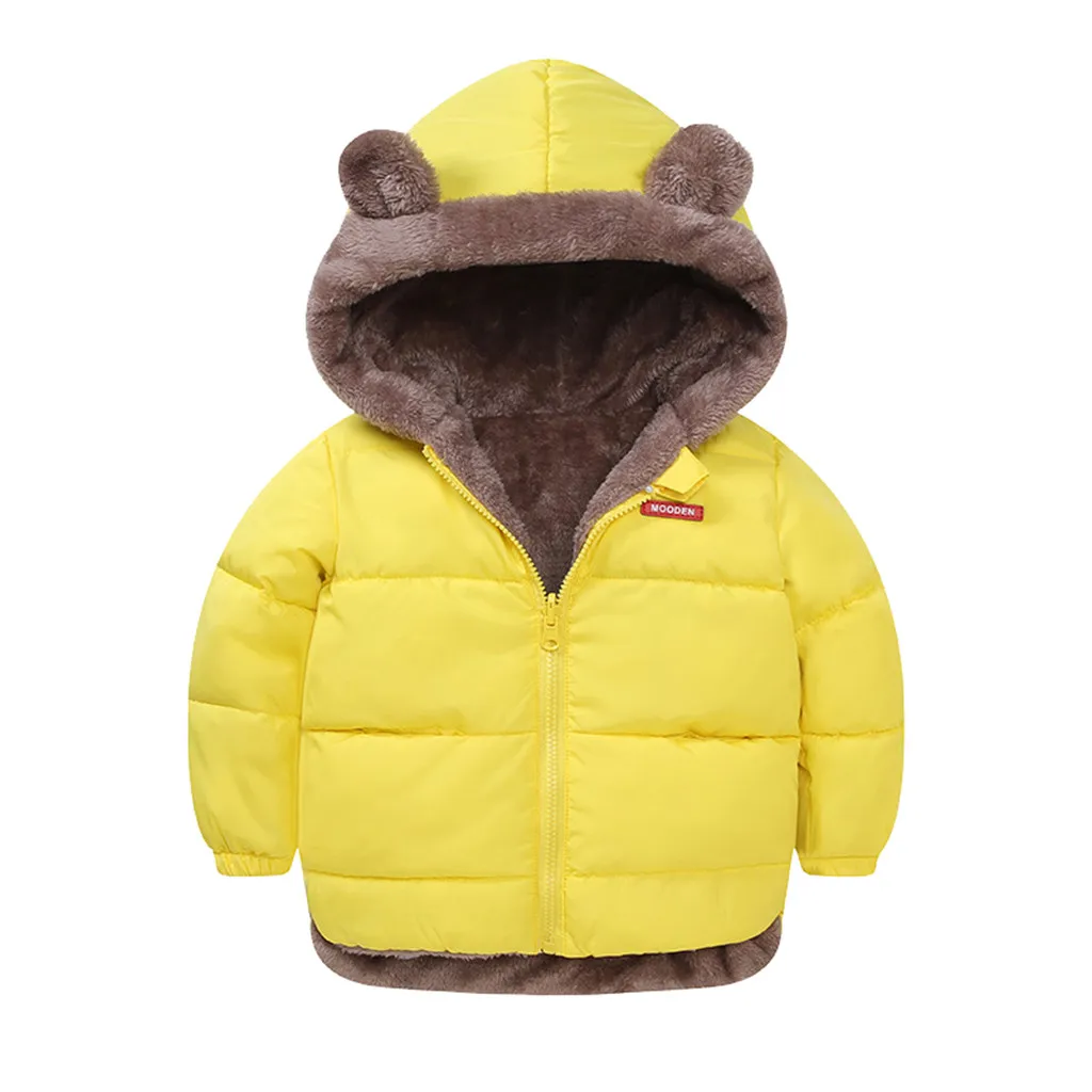 Зимняя куртка для малышей; пуховик для мальчиков и девочек; зимняя одежда для малышей; детское ветрозащитное пальто; утепленная верхняя одежда с капюшоном; куртка - Цвет: Yellow