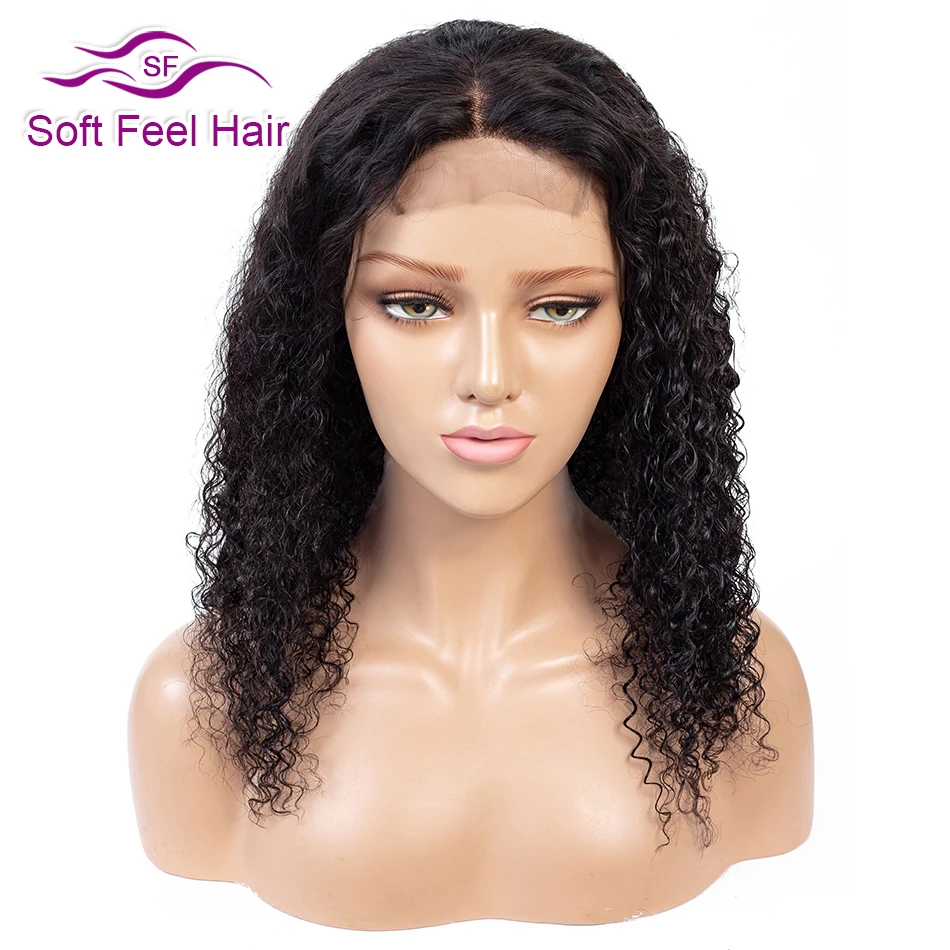 Soft Feel Hair Парики из натуральных волос на кружевной основе для черных женщин Remy бразильский парик предварительно сорванный кудрявый парик с волосами младенца