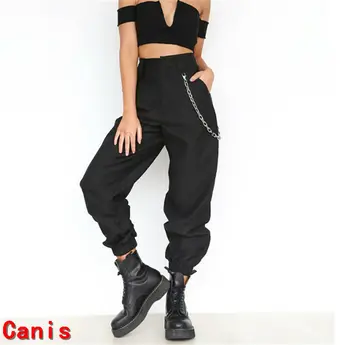 

Hot Women's Harem Cargo Trousers Cotton Pants Fashion Solid Street Wear Punk Loose Long Sports Fashion Pants