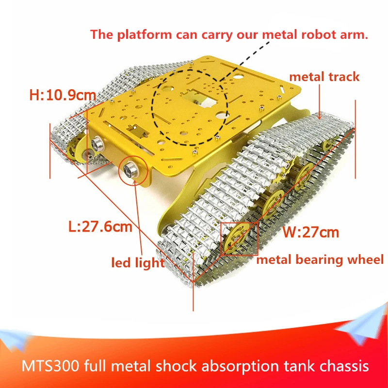 Mts300 フルメタル衝撃吸収タンク Rc タンクモデルのシャーシ追跡デュアル Dc 9 V モーター 金属トラック Diy 車 Mts300 フルメタル衝撃吸収タンク Rc タンクモデルのシャーシ追跡デュアル Dc 9 V モーター 金属トラック Diy 車