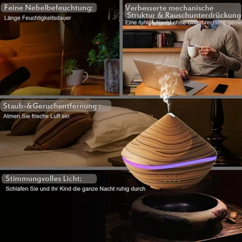 

500Ml desert Ultrasonic Air Humidifier Aroma Essential Oil Diffuser Wood Aromatherapy Purifier 7 Color Change Led Night Light
