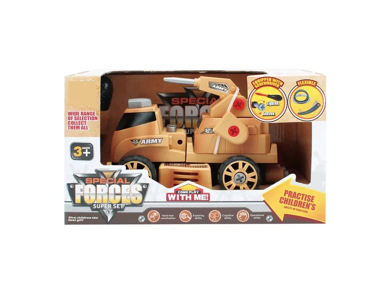 

DIY Assembled Building Blocks Sliding Military Series Armed Laser Cannons Freight Truck Children Fight Inserted Assembly Car Toy