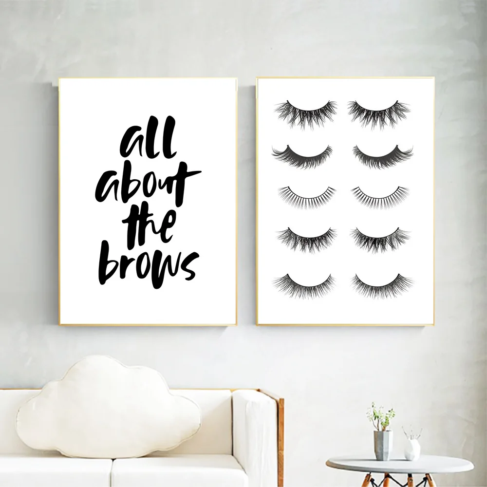 

Eyelash Print Painting Quotes Canvas Posters And Prints Black And White Canvas Posters Vogue Wall Pictures For Girl Room Decor