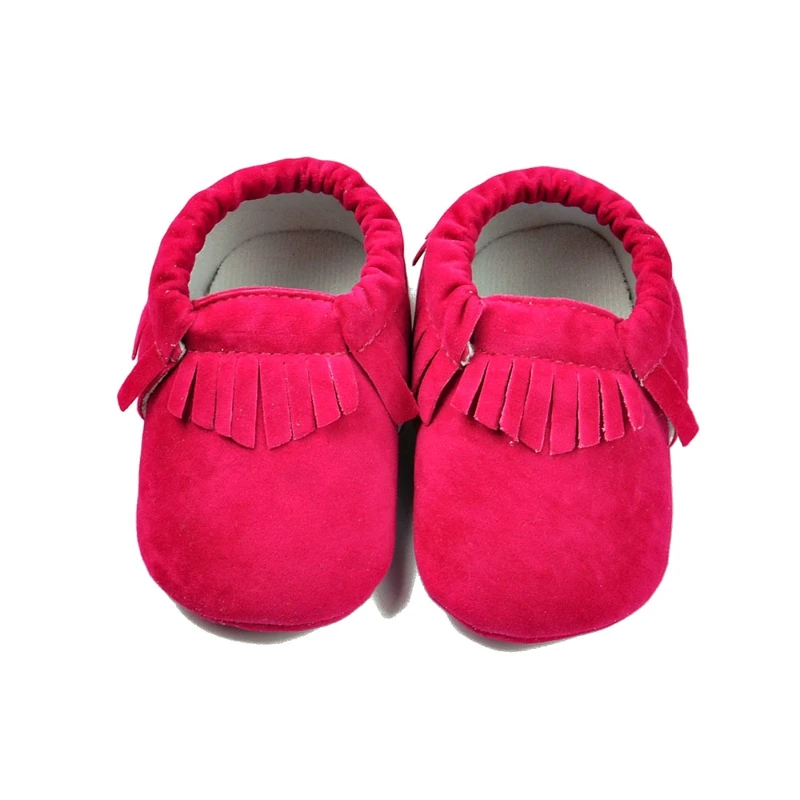 Милая детская обувь для мальчиков и девочек, удобная обувь для первых шагов, кожаная подошва, принцесса, бахрома, детская обувь, повседневные Мокасины - Цвет: rose Red