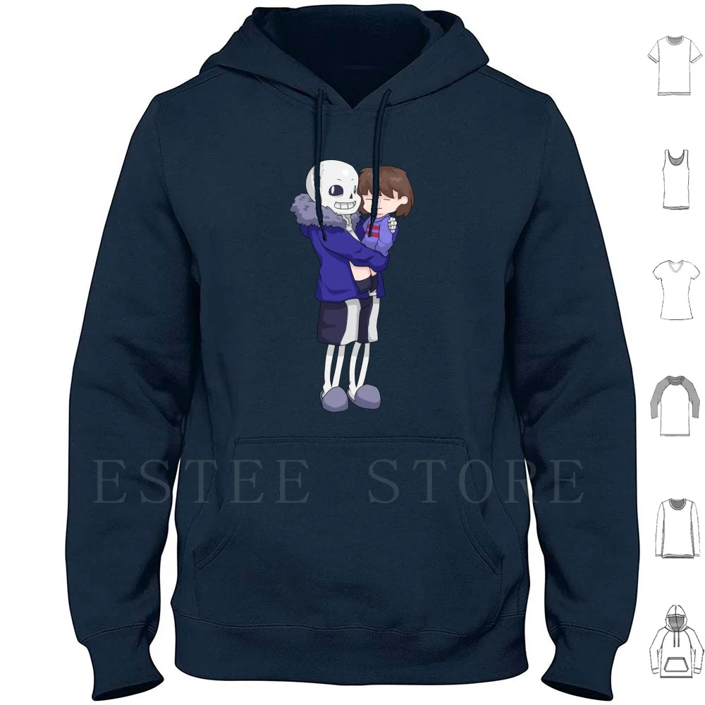 Felpe Con Cappuccio Undertale-Sans E Frisk Manica Lunga Undertale Sans Frisk