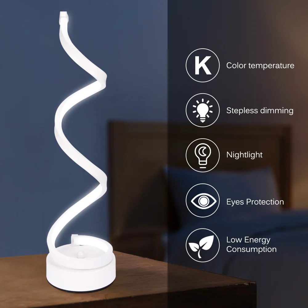 Lampe à Poser,Lampe LED En Spirale Pour Table De Chevet,luminaire