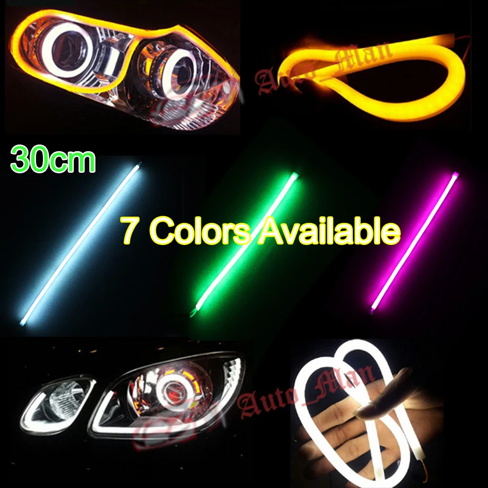 

2x 30cm Tube Style Soft DRL LED Strips Indicator Turn Signal Flexible Car Motorcycle Headlight Angel Eyes Decorative Light E001