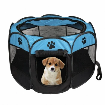 

Portable Folding Pet tent Dog House Cage Dog Cat Tent Playpen Puppy Kennel Easy Operation Octagon Fence #B