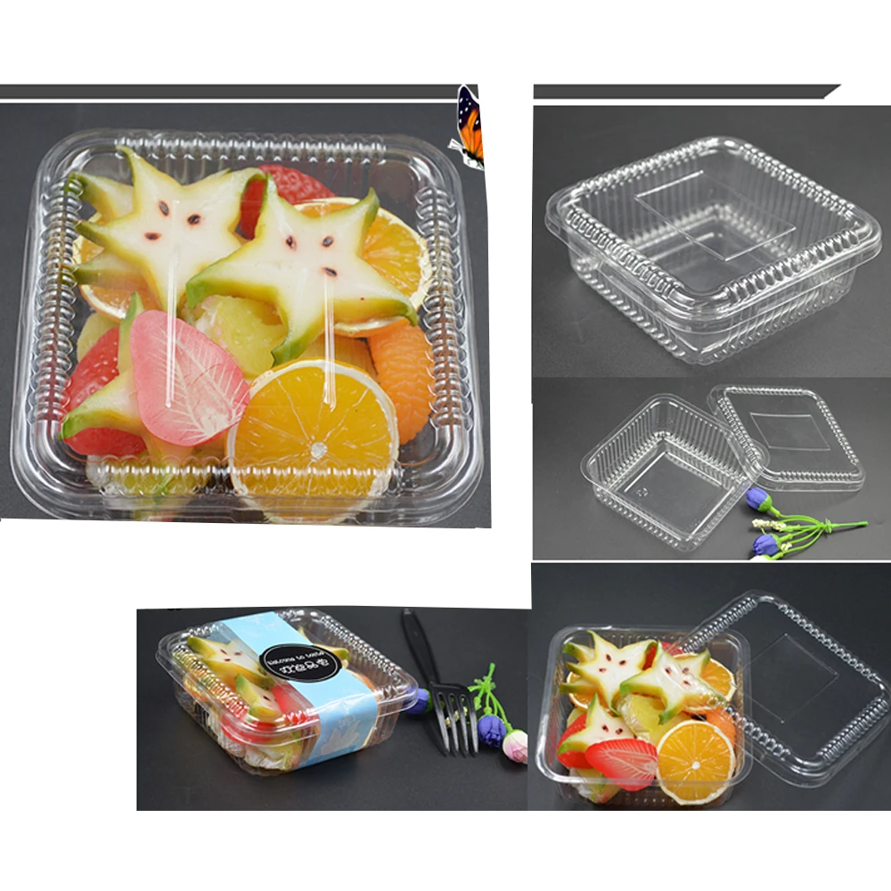 [50 шт.] прозрачная одноразовая коробка для салатов и фруктов квадратный контейнер