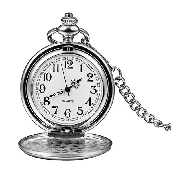 silver arabic number Новое поступление, серебряные гладкие кварцевые карманные часы, брелок с цепочкой для мужчин и женщин, подвеска в стиле стимпанк, римские цифры, модное серебряное ожерелье - Цвет: silver arabic number