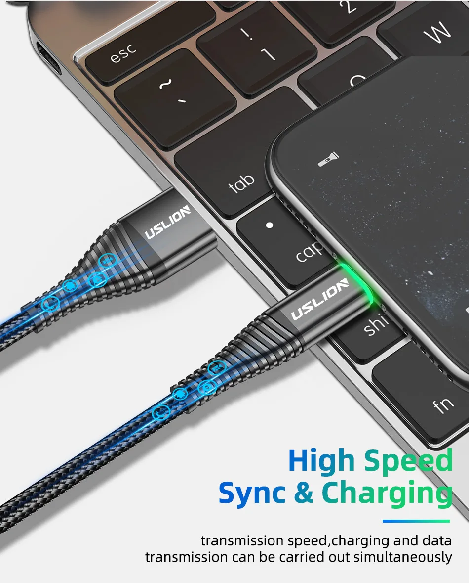 USLION 3A Micro USB кабель 0,5 м/1 м/2 м Синхронизация данных провод для быстрого заряда для samsung huawei Xiaomi Note Tablet Android USB телефонные кабели