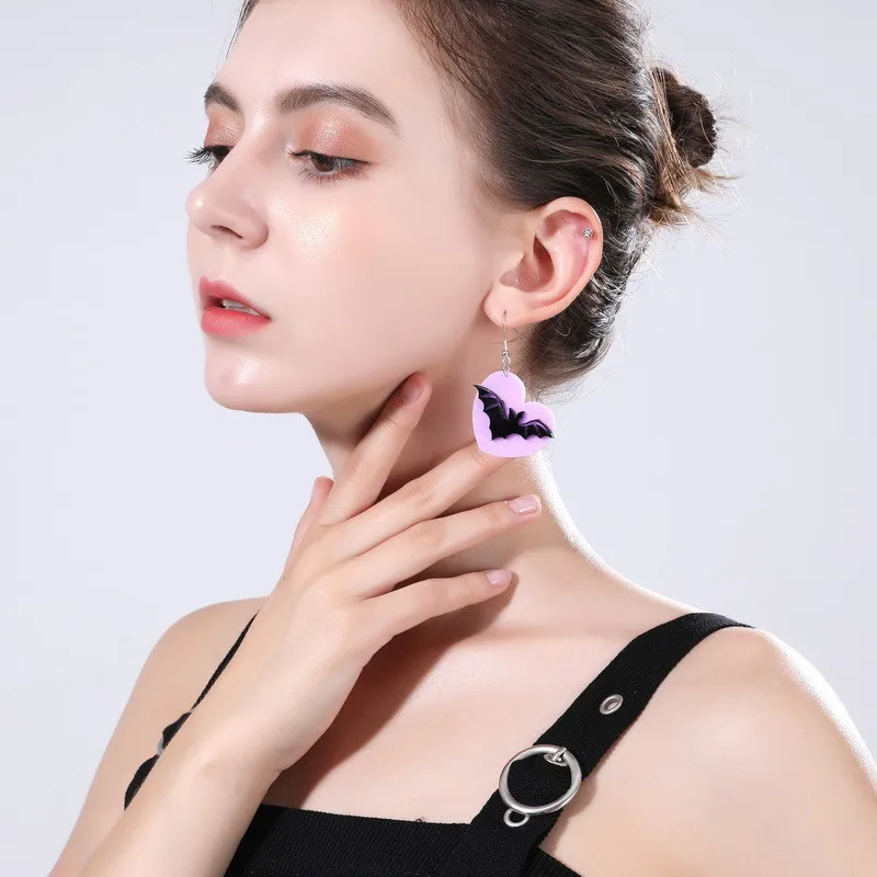 

Lovely Brand Heart Shape Pattern Drop Earrings For Women Purple Color Resin Big Dangle Earring Aliexpress Accessories