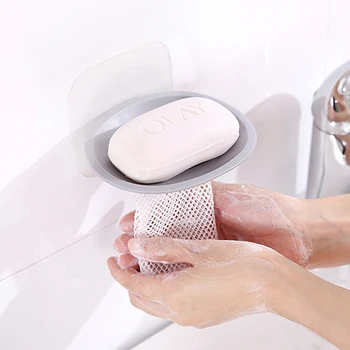 

Portable Soap Box Bathroom Toilet Seamless Suction Cup Net Soap Box Drain Soap Dish Wall-Mounted Soap Box Bathroom Organizer