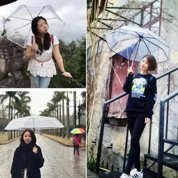 

Folding Umbrella Transparent Home Furnishing Sun Rain Outdoor Travel Sun Umbrella Transparent Rain Umbrella UV Walking