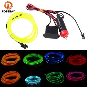 

POSSBAY DIY Decoration 12V Auto Car Interior LED Neon Light EL Wire Rope Tube Line Party Wedding Decal 10 Colors 5M