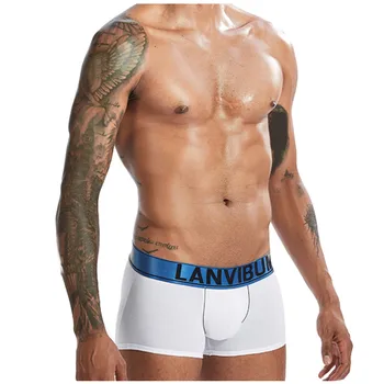 

Cotton Men Underwear Boxers Letter Print Waist Splicing Bulge Pouch Sexy Boxershorts Men Underwear Boxer Homme Cueca Masculina