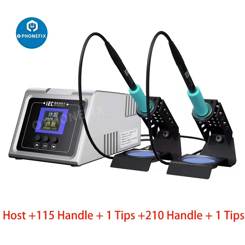 hot air rework station i2C 1SCN Intelligent Double Welding Station With C210/C115 Soldering Handle Electric Soldering Iron Station for Phone PCB Repair gas welding equipment Welding Equipment