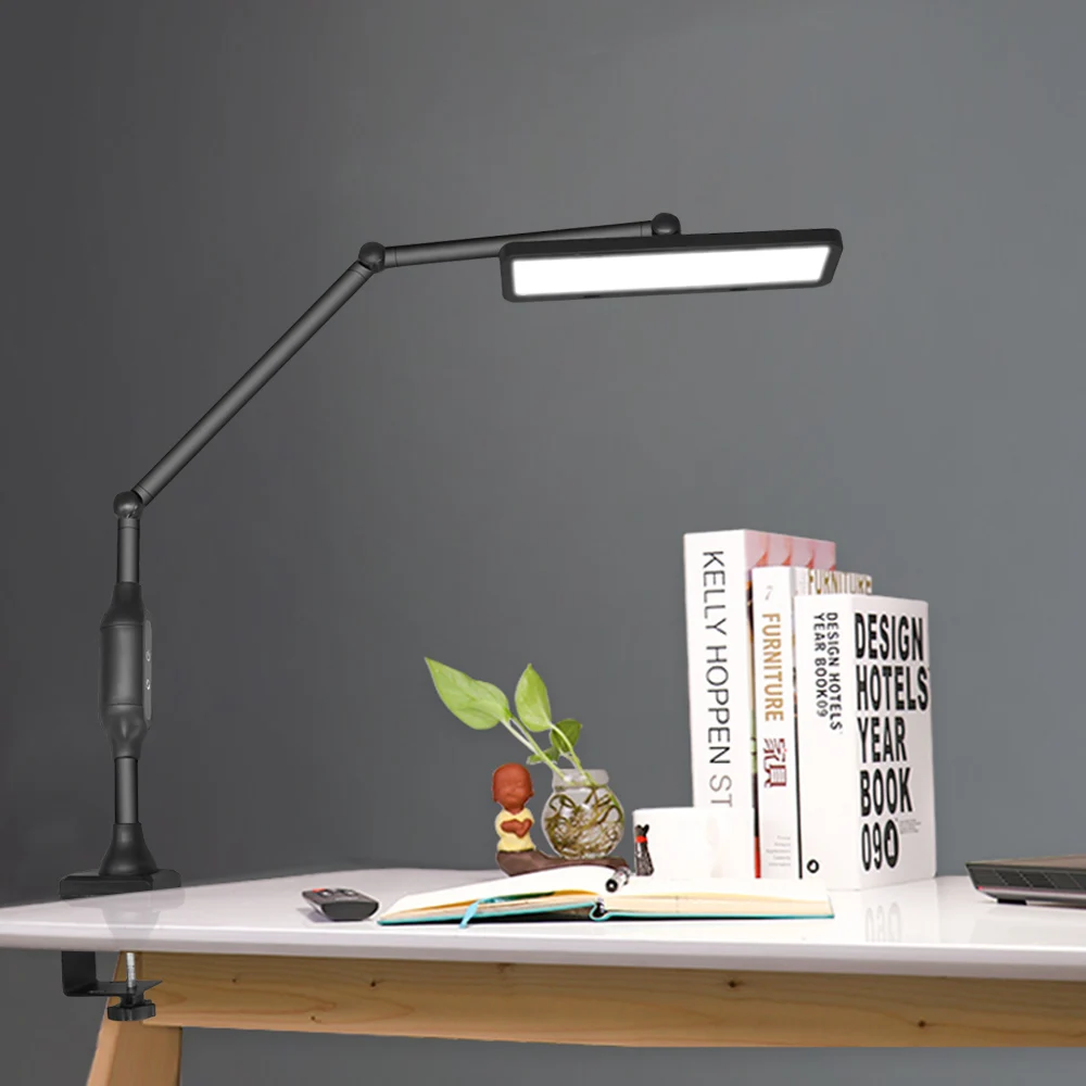 Long Arm Clip-on Lamp Adjustable Brightness Remote Control Touch Dimmer LED Table Lamp For  Reading Room Business Office Work 2