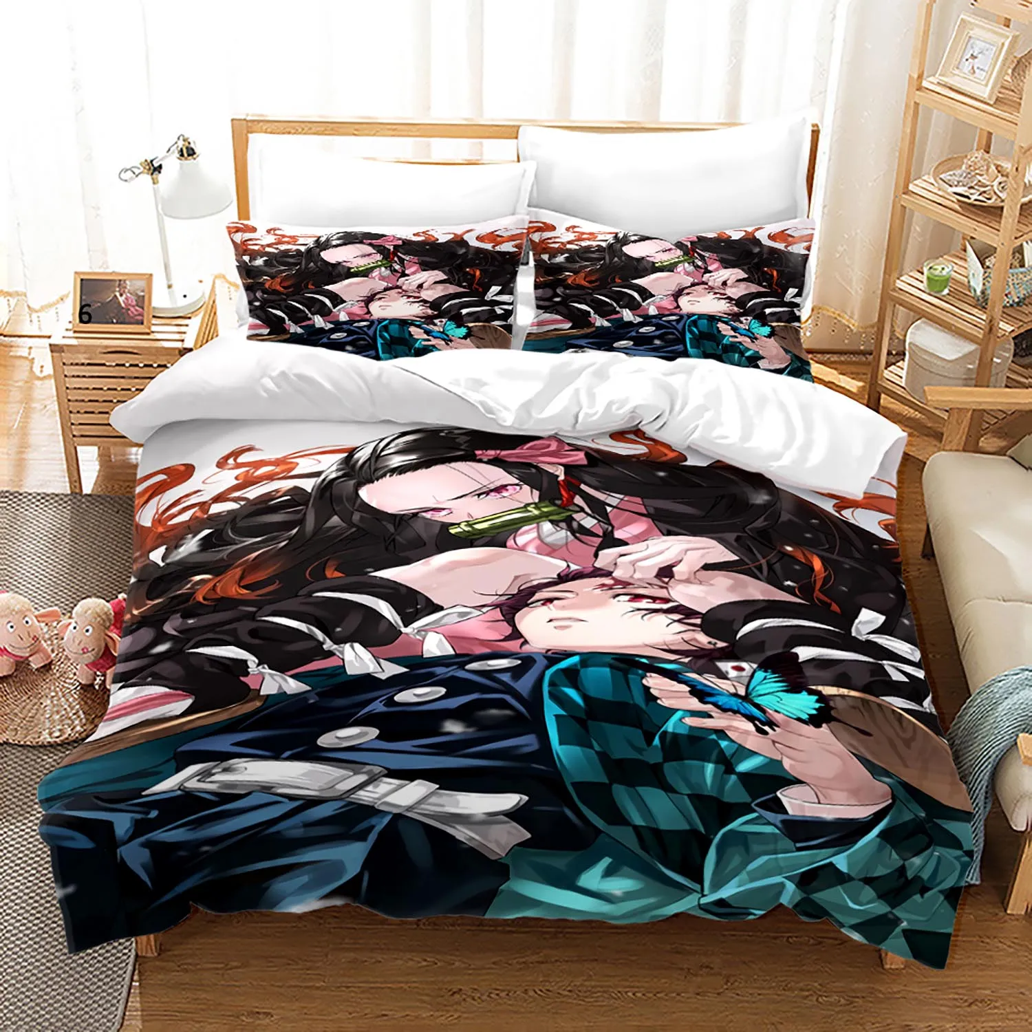 Demon Slayer Bedding Set Single Twin Full Queen King Size Demon Slayer Bed Set Children Kid Bedroom Duvetcover Sets 3D Print 025