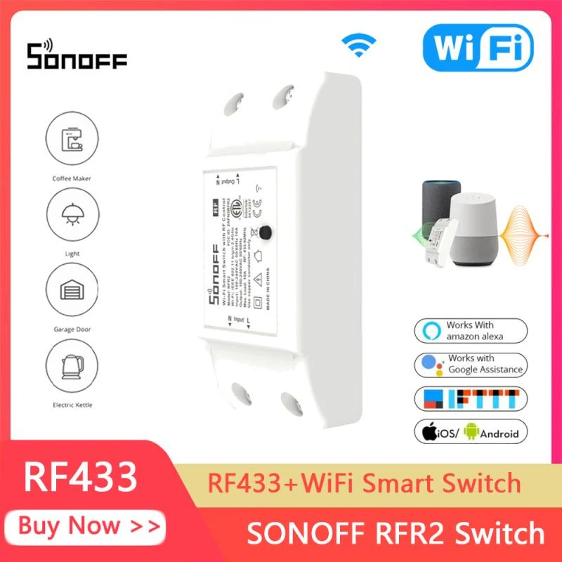 Sonoff RFR2 WiFi Wireless Smart Switch With RF433 Receiver Remote Switch Socket DIY Smart Home Modules EWeLink APP Control