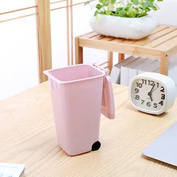 

Mini Small Waste Bin Desktop Garbage Basket Home Table Plastic Office Supplies Wheel Trash Can Dustbin Sundries Barrel Box