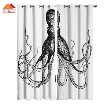 

Sea Octopus Cthulhu Window Curtains Living Room Outdoor Fabric Drapes Curtain Home Decor