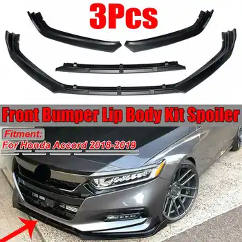 

3PCS Car Front Bumper Splitter Lip Body Kit Spoiler Protection Diffuser Cover Trim For Honda For Accord 2018 2019 Matte Black