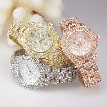 

2020 Women Quartz Watch Fashion Shine Casual Ladies Watch Female Quartz Gold Watch Crystal Diamond Leopard For Women Clock