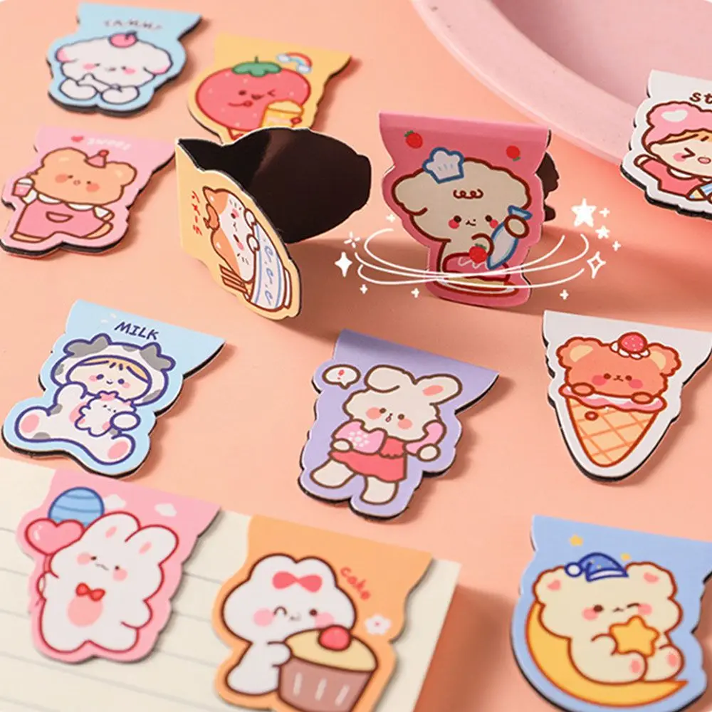Cute Cartoon Bear Rabbit Magnetic Bookmarks Books Marker of Page INS Kawaii Stationery School Office Supply Paper Clips | Канцтовары для