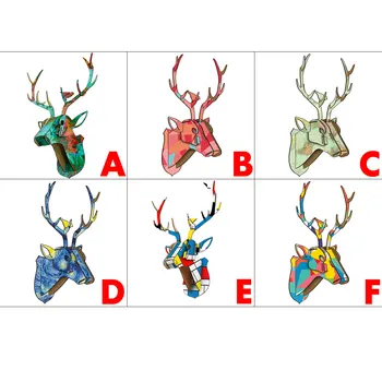 

6 Types 3D Deer Head Sculpture Home Wall Hanging Decoration Storage Holders Wooden Deer Head Statue Home Decoration Accessories